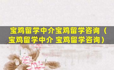 宝鸡留学中介宝鸡留学咨询（宝鸡留学中介 宝鸡留学咨询）